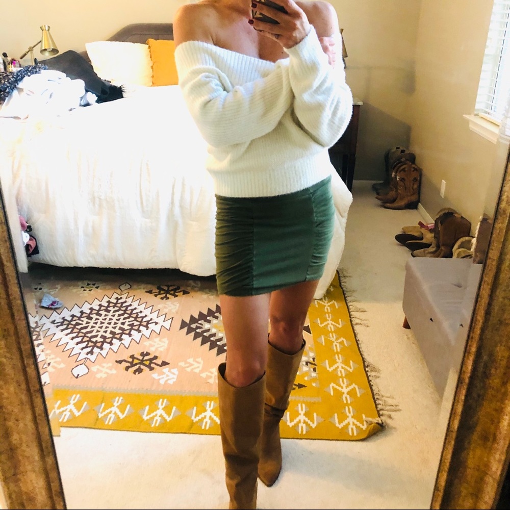 FREE PEOPLE - cotton mini skirt, green, Medium